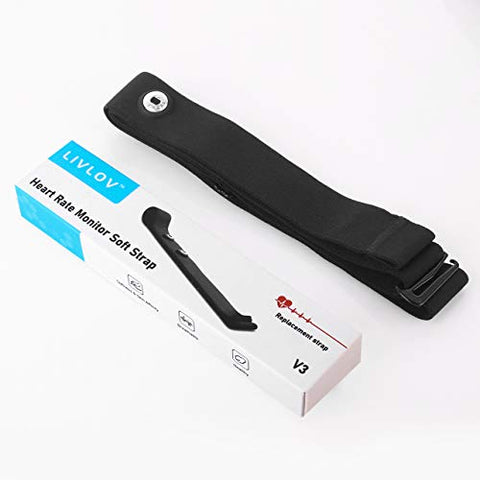 Image of LIVLOV V3 Heart Rate Monitor Soft Strap, Heart Rate Monitor Chest Strap Replacement Band for Wahoo Tickr Polar H7 Garmin HRM Coospo Strava Zwift Chest Strap, Buckle Distance 46mm