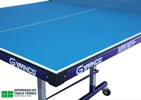 Image of GYMNCO Super Fast Table Tennis Table with 75 mm Wheel and Levellers (Top 19 mm Laminated TT Table Cover, 2 Tt Racket + Balls)