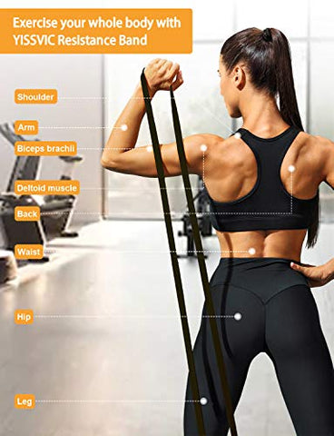 Image of YISSVIC Resistance Band for Workout 35-85LBS Pull Up Band with Door Anchor Carry Pouch for Men Women Exercise Heavy Weight - Black, 2080x32x4.5mm