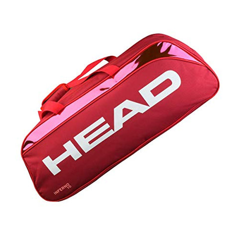 Image of Head Inferno 70 Badminton Kit Bag, Compartments: Two, Capacity: 6 Racquets , Polyester (Red)