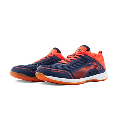 Image of Li-Ning ATTACK PRO II Synthetic Badminton (Non-Marking) Shoes, 2 UK (NAVY/ORANGE)