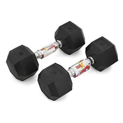 Image of RUBX Rubber Coated Professional Exercise Hex Dumbbells (Pack of Two) (7.5)