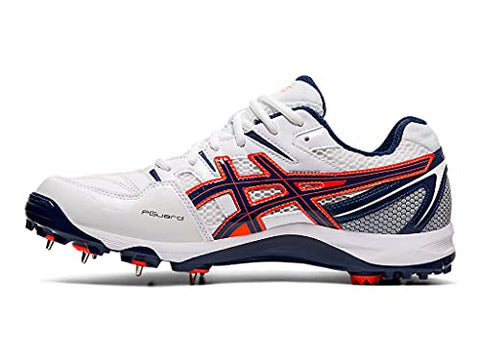 Image of ASICS Men Gel-Peake 5 White/Blue Expanse Leather Cricket Shoes-6 UK (40 EU) (7 US) (P613Y)