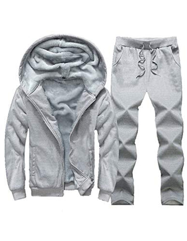 Image of Lavnis Men's Casual Tracksuit Long Sleeve Running Jogging Athletic Sports Set Thicken Style Gray 2XL
