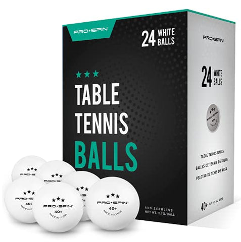Image of PRO SPIN Ping Pong Balls - White 3-Star 40+ Table Tennis Balls (Pack of 24) | High-Performance ABS Training Balls | Ultimate Durability for Indoor/Outdoor Ping Pong Tables, Competitions, Games