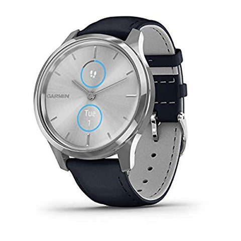 Image of Garmin Vivomove Luxe Silver Navy Leather Silver Watch