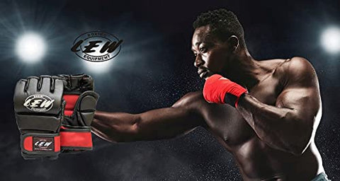 Image of LEW Red/Black Fight/MMA/Muay Thai Thumb Protection Grappling Gloves (Black/Red, Large/X-Large)