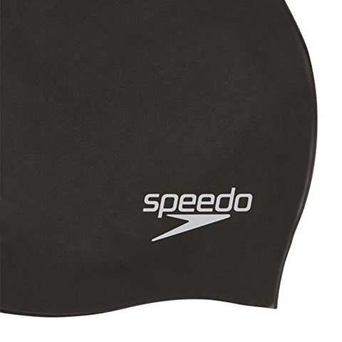 Image of Speedo Plain Moulded Silicone Swimming Cap, Free Size (Black/Gold)