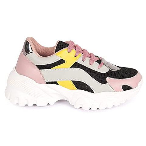 Image of ZAPATOZ Women's Stylish Lightweight | Casual Shoes | Sneakers Black