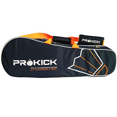 Image of Prokick Neon Series 900D Polyester Nylon Badminton Kitbag with Double Zipper Compartments - Navy/Neon Orange