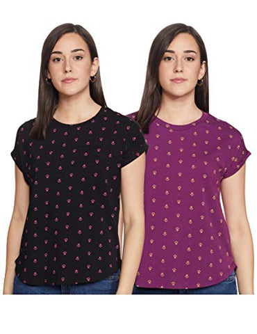Image of Amazon Brand - Myx Women's Loose T-Shirt (PAG 103_Black and Purple XXXX-Large)