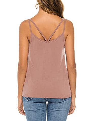 Image of Womens Sexy Yoga Tank Tops Summer V Neck Workout Tops Backless Beach Shirts Open Back Activewear Gym Sports Shirts Pink M