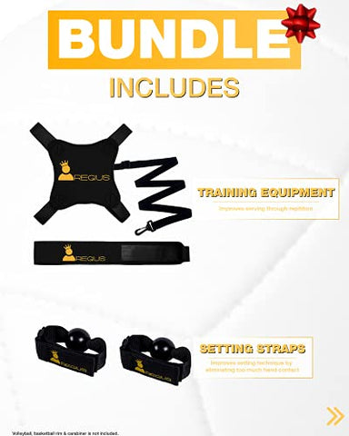 Image of Regius Volleyball Training Equipment 3.0 - Premium Solo Trainer, Perfect for Beginners Practicing Serving, Setting and Spiking, Great Gift Idea - Yellow