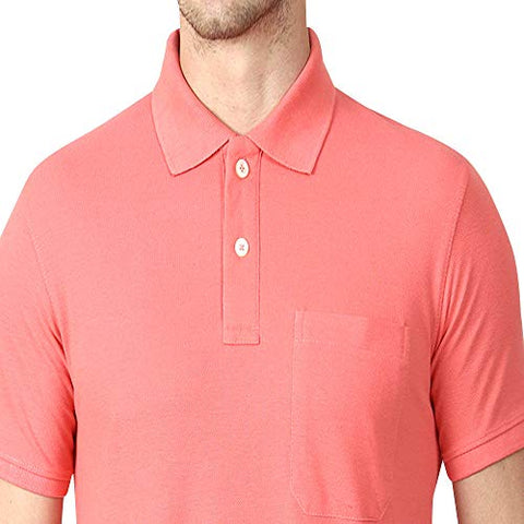 Image of Aspirer Cotton Rich Polo T Shirt Half Sleeve with Pocket Pink