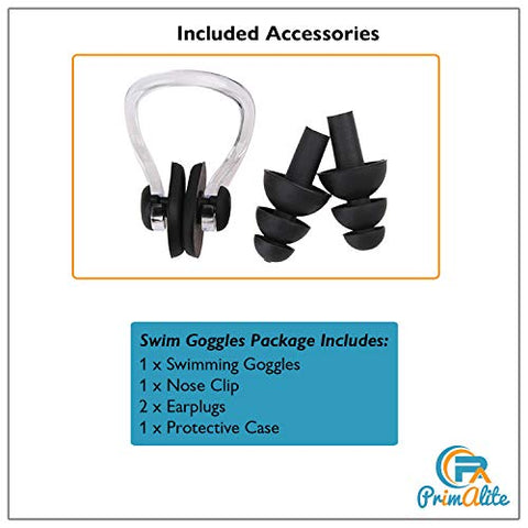 Image of PrimAlite Swimming Goggles Silicone Anti-Fog, UV Protection for Adults Men Women Kids with Protection Case Kit- No Leaking Swim Glasses Professional Adjustable Strap Comfort fit- Aqua Black