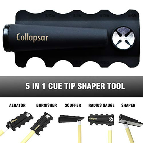Image of Collapsar Pool Cue Tip Repair Tool 5-in-1 Billiard Accessories Shaper/Scuffer/Aerator/Burnisher/Radius Gauge