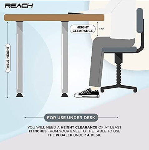 Image of Reach Digital Pedal Exercise Machine Mini Fitness Cycle with Fixing Strap, Adjustable Resistance and LCD Display - Fits Under Desk and suitable for Light Exercise of Legs & Arms, and Physiotherapy at Home