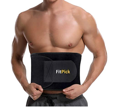Image of FIT PICK Sweat Belt, Stomach Belt for Men and Women Non-Tearable, Sauna Belt Waist Trainer , Sweat Belt for Men and Women (4.5 mm Thickness) Black