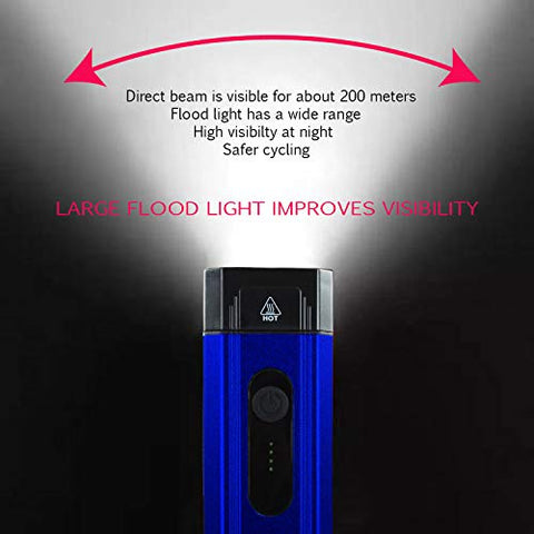 Image of SHIVEXIM Waterproof Rechargeable USB Charging Cycle Front LED Light Headlight (Blue)