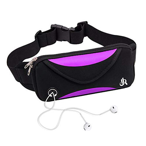 Image of Y&R Direct Running Belt, Bounce Free Pouch Bag, Fanny Pack Workout Belt Sports Waist Pack Belt Pouch for Apple iPhone XR XS 8 X 7+ Samsung Note Galaxy in Running Walking Cycling Gym-05BK (Purple-01)