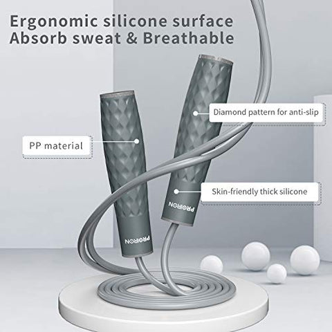 Image of PROIRON Weighted Skipping Rope (GRAY)1LB, Weighted Jump Rope Extra Thick 7mm, Skipping Rope Adult for Women Men, Heavy Jump Rope for Exercise, Boxing, Fitness (Adjustable Speed Rope 3M Long)