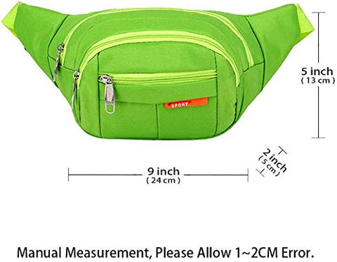 Image of Sports Waist Packs Fanny Bag, Multiple Functions Hip Bum Chest Belly Back Bags with Adjustable Belt Strap for Men, Women Fit for Outdoor Events Like Hiking, Cycling, Running (Green)
