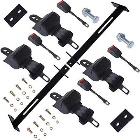 Image of Podoy Golf Cart Seat Belts Kit and Bracket Universal Retractable for Most Golf Carts, Compatible with E-ZGO TXT&RXV, Yamaha and Club Car DS Precedent