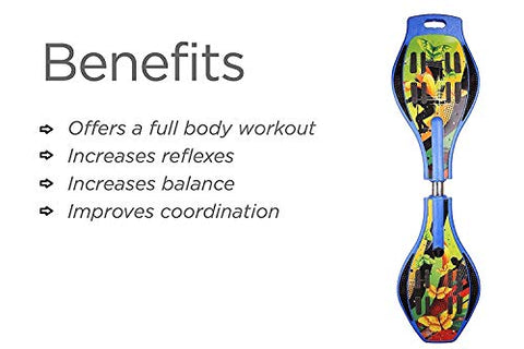 Image of Tec Tavakkal® Wave Board, Skate Board 31 x 8 Inch with Carry Bag LED Flash Colourful Lights on Wheels Upto 100 KG - Blue