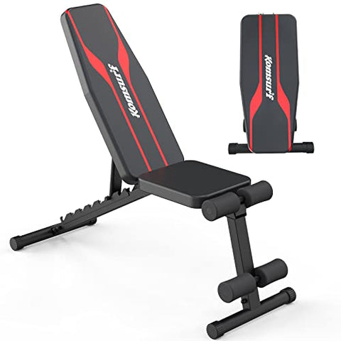 Image of KOMSURF Weight Bench, Adjustable Workout Bench, Exercise Bench Press for Home Gym, Foldable Equipment Body Gym System, Strength Training Bench for Full Body Workout