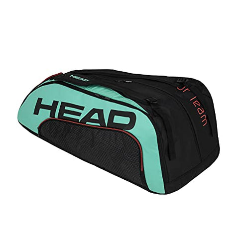 Image of HEAD Tour Team 12R Polyester Professional Tournament Tennis Kit Bag Compartments: Three | Capacity: 12 Racquets | Ventilated Shoe Compartment | Colour : Black-Teal
