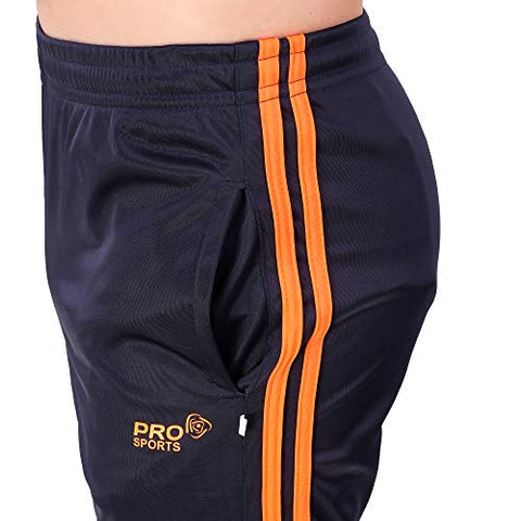 Image of Pro Sports Men's Tracksuit (PRO_TrackSuit_SuperPoly-7000B_L_Navy Blue & Orange_Large)