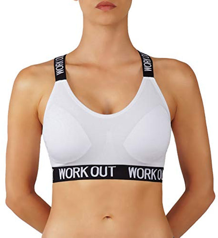 Image of PRO FIT Women's Sports Bra Cotton/Nylon Blend Yoga Pullover Activewear High Impact Support Bras, Pfb614-white, Small