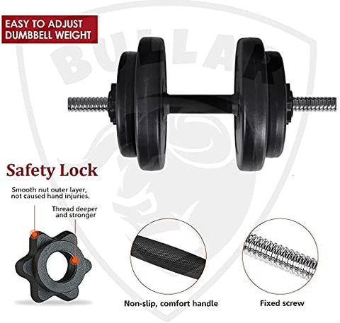 Image of BULLAR Dumbbell Set, Adjustable Dumbbell, Home Gym & Fitness Kit, Gym Equipments Gym Set, 8Kg (Black)