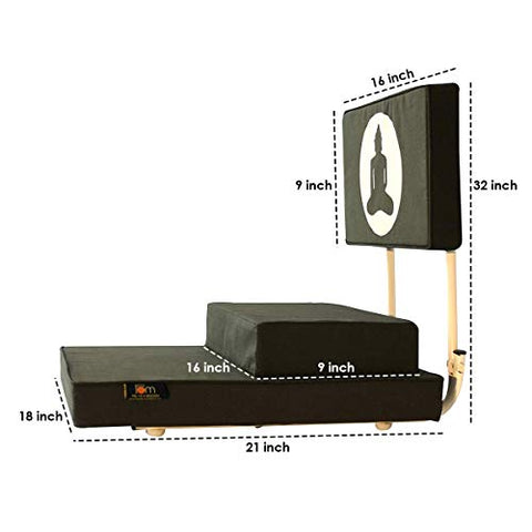 Image of Friends of Meditation Large Vipassana Meditation Chair with Back Support Cushion (100% Cotton, Green, Seat Size: 21x18 inches)