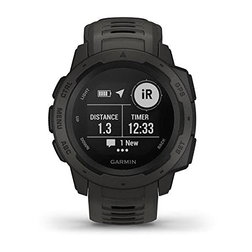 Garmin Instinct, Rugged Outdoor Smart Watch with GPS, Wireless Bluetooth - Black