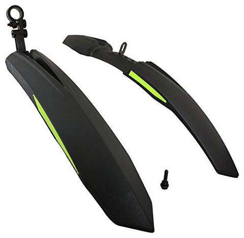 Image of Dark Horse® Bicycle Atom Mudguard with Reflective Tape with Plastic Clamp, Black-Green