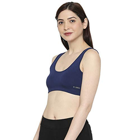 Image of Longies Women Regular Fit Sports Bra (LGSBPO2003_XXLarge_Blue,Grey)