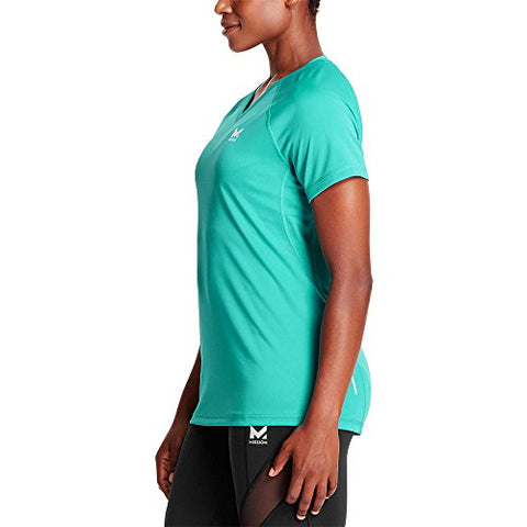 Image of Mission Women's VaporActive Alpha Short Sleeve V-Neck T-Shirt, Viridian Green, Medium