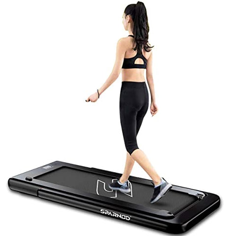 Image of Sparnod Fitness STH-3030 (4 HP Peak) 2 in 1 Foldable Treadmill for Home Cum Under Desk Walking PadSlim Enough to be stored Under Bed (Black)