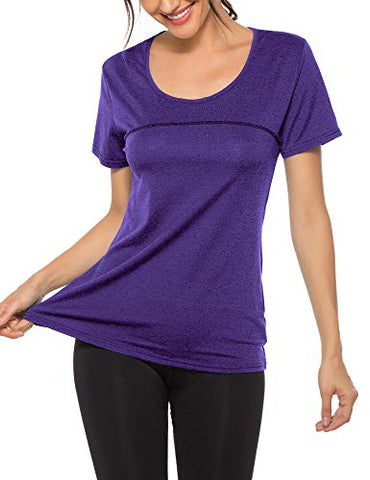 Image of Woman T-Shirts Gym Short Sleeve Running Shirts Sport T Shirt Workout Women's Athletic Shirts Tees