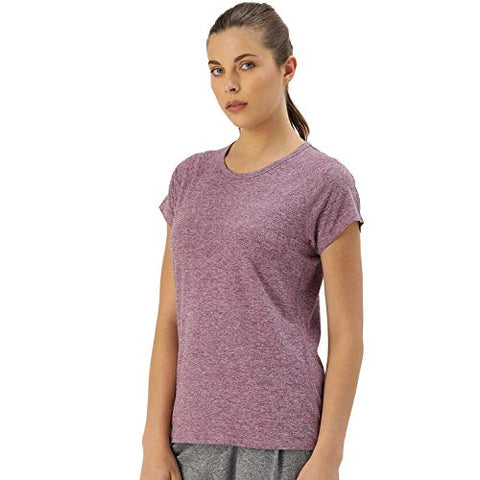 Image of Enamor Women's Solid Slim fit T-Shirt (E089_Orchid Violet Mel W/Balance M)