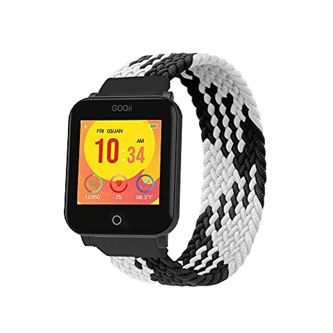 Image of GOQii Smart Vital Junior for kids fitness, SpO2, body temperature and sleep tracker with 3 months personal coaching subscription (Zebra Black)