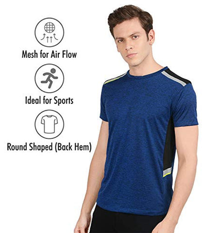 Image of AWG Men's Stylish Polyester Sports Round Neck T-Shirt (AW20-AWG-AV-RB-XL, Royal Blue)