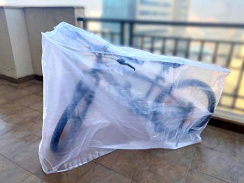 Image of TUFFPAULIN Cycle Wrap Transparent, Universal Cycle Cover , Bicycle Cover , Extra Strong Durable , UV Resistant , 100% Waterproof Virgin , 6 Layer 3D Rib Technology