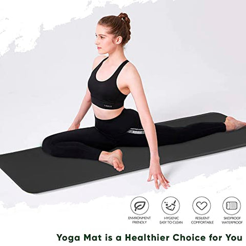 Image of Yoga Mat - 13MM Thick High Density NBR Eco Friendly Non Slip Exercise & Fitness Mat for Mens and Women All Types of Yoga, Pilates Funko Pop! Keychain (72"inch x 24" inchx 13mm) (12MM, Black)