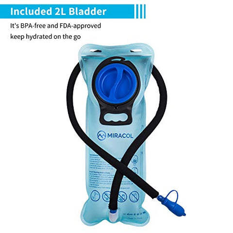 Image of Miracol Hydration Backpack with 2L Water Bladder, Thermal Insulation Pack Keeps Liquid Cool up to 4 Hours, Prefect Outdoor Gear for Skiing, Running, Hiking, Cycling (Blue)