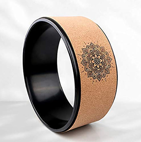 Image of Bodylastics PVC Fitness 13 Strong, Sweat Resistant and Eco-Friendly Cork Yoga Wheel for Women and Men (Black, Brown)