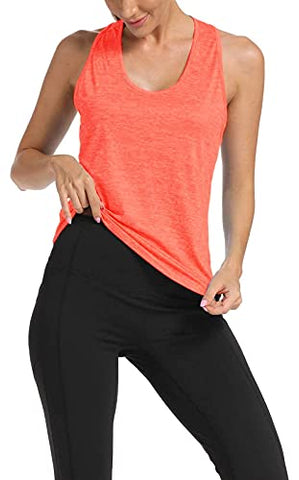 Image of Yoga Shirts for Women Activewear Athletic Sleeveless Gym Tank Tops Open Back Running Sports Workout Tops(Orange XL)