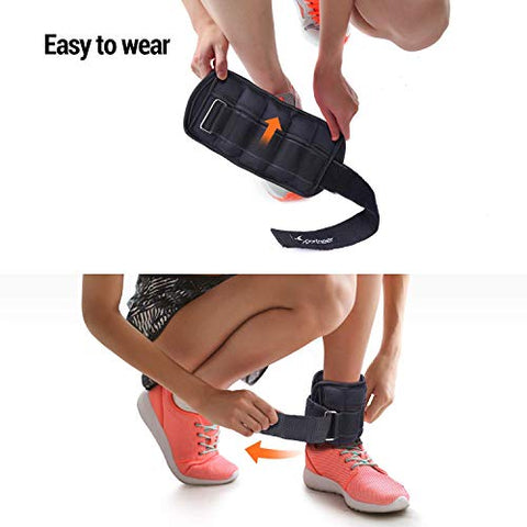 Image of Sportneer Men, Women and Kids Adjustable Ankle Weights Wrist Straps Ideal for Fitness, Walking, Running, Jogging, Exercise, Gym, Workout (0.23-0.9Kg for Each) -2 Pack