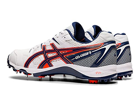 Image of ASICS Men Gel-Peake 5 White/Blue Expanse Leather Cricket Shoes-6 UK (40 EU) (7 US) (P613Y)